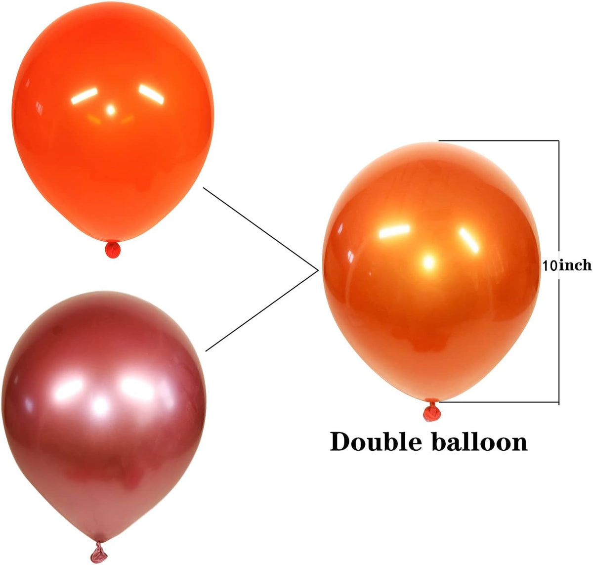 Metallic Orange balloons, 50pcs 10 inch burnt orange balloons, double layer orange balloon are more