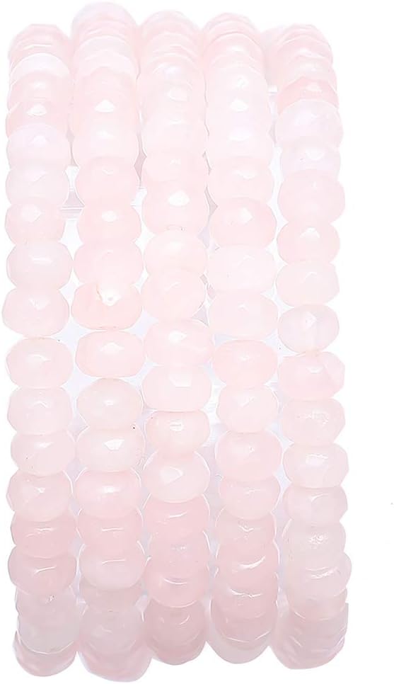 Faceted Natural Rose Quartz Crystal Stone Rondelle 4x6mm Loose Semi Gemstone Beads for Jewelry