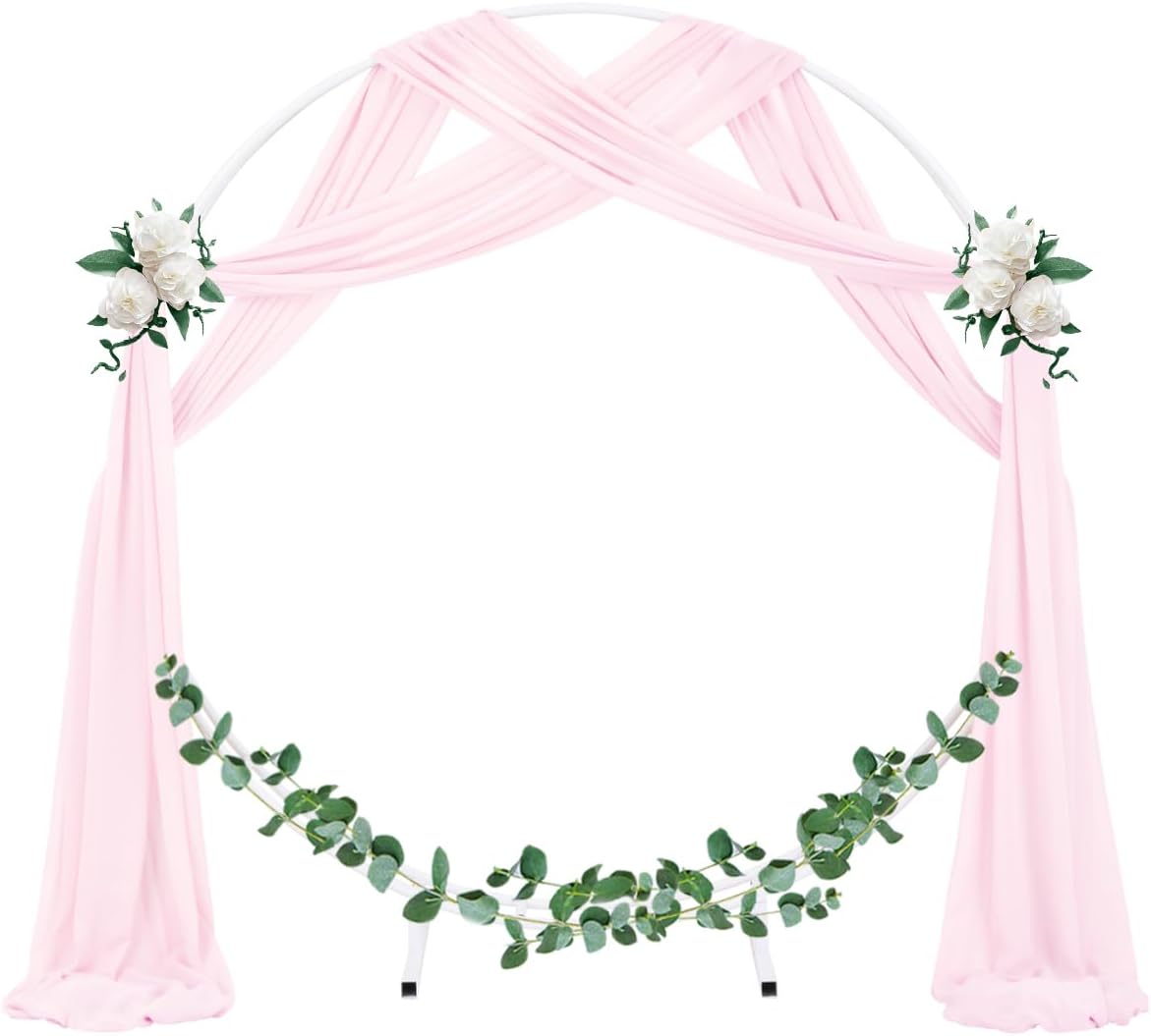 Socomi Wedding Arch Draping Fabric 3 Panels 29" x 19Ft Blush Pink Sheer Chiffon Curtain Drapes 6