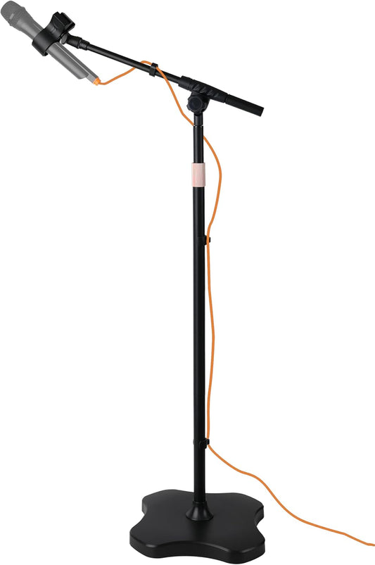 Mic Stand Floor with Boom Arm Microphone Stand with Heavy Weighted Base, Adjustable Height 25" to