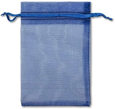 TheDisplayGuys 100-Pack 6x8 Navy Blue Sheer Organza Gift Bags with Drawstring, Jewelry Candy Treat