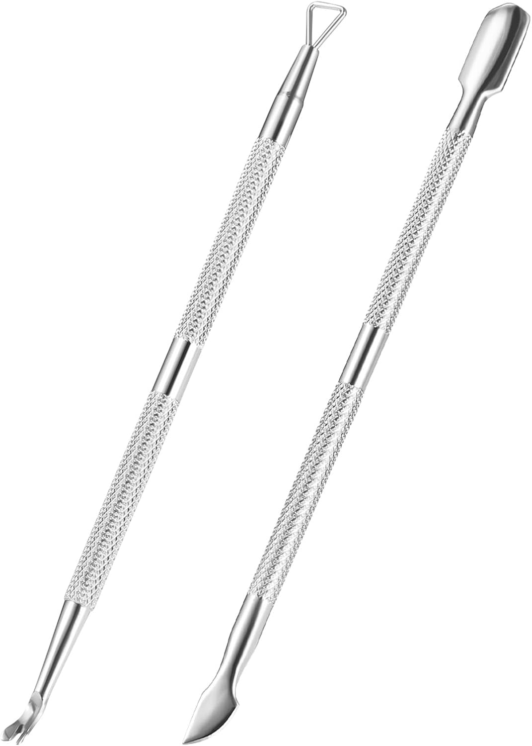 2PCS Cuticle Pusher and Cutter Remover, Xunxmas Salon Nail Scraper for Gel Polish, Stainless Steel