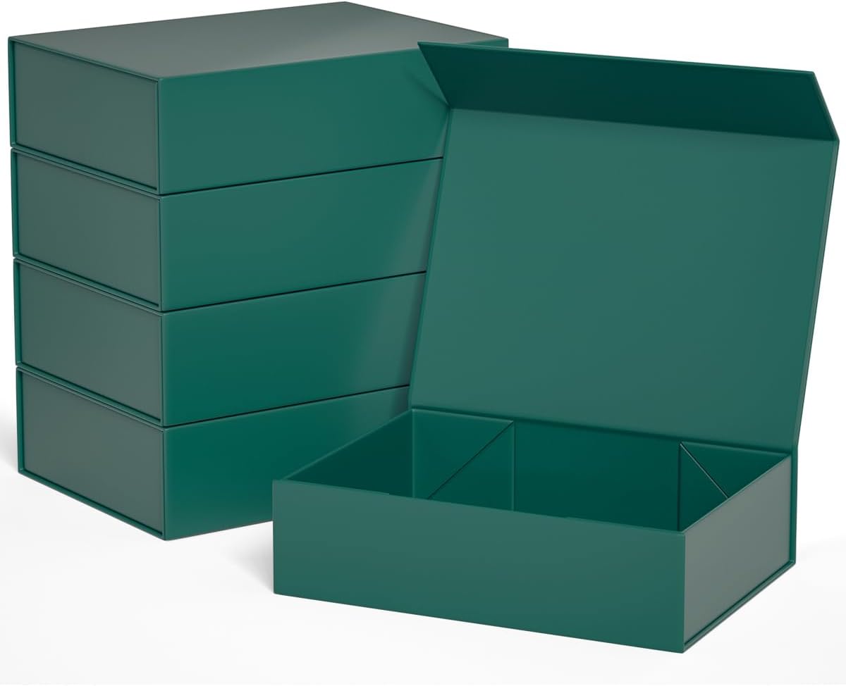 Green Gift Boxes 11.9" x 8.5" x 3.3" with Magnetic Closure Lid Gift Box for Presents,Bridesmaid