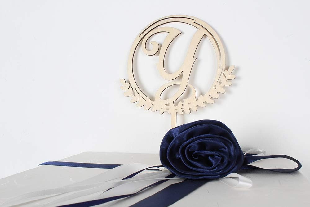 LINGTEER Personalized Inital Letter Y Wooden Cake Topper Perfect for Birthday Rustic Wedding
