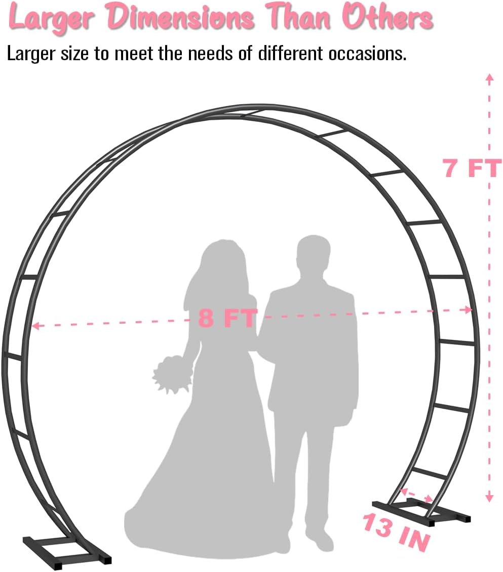 Queension Metal Arch Backdrop Stand 8Ft Wide 7Ft High, Wedding Arch Frame for Wedding Decorations