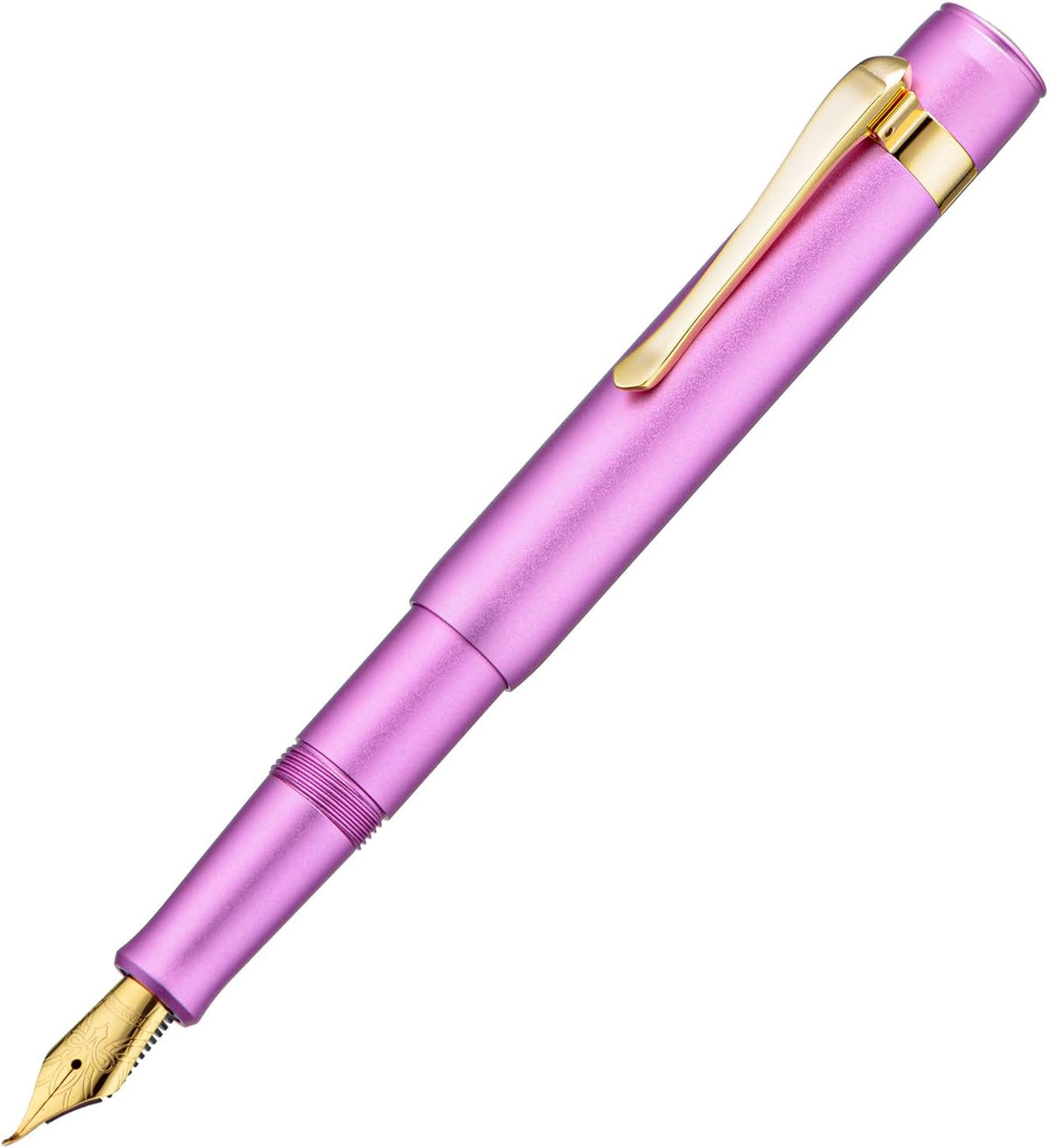 Hongdian M2 Mini Fountain Pen with Bent Nib, Sleek Shape Aluminium Short Pocket Travel Pen (Lilac
