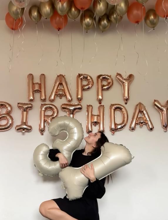 Cream White Large 3 Number Balloon 40 Inch, 3 13 23 30 33 36 38 Cream White Birthday Party