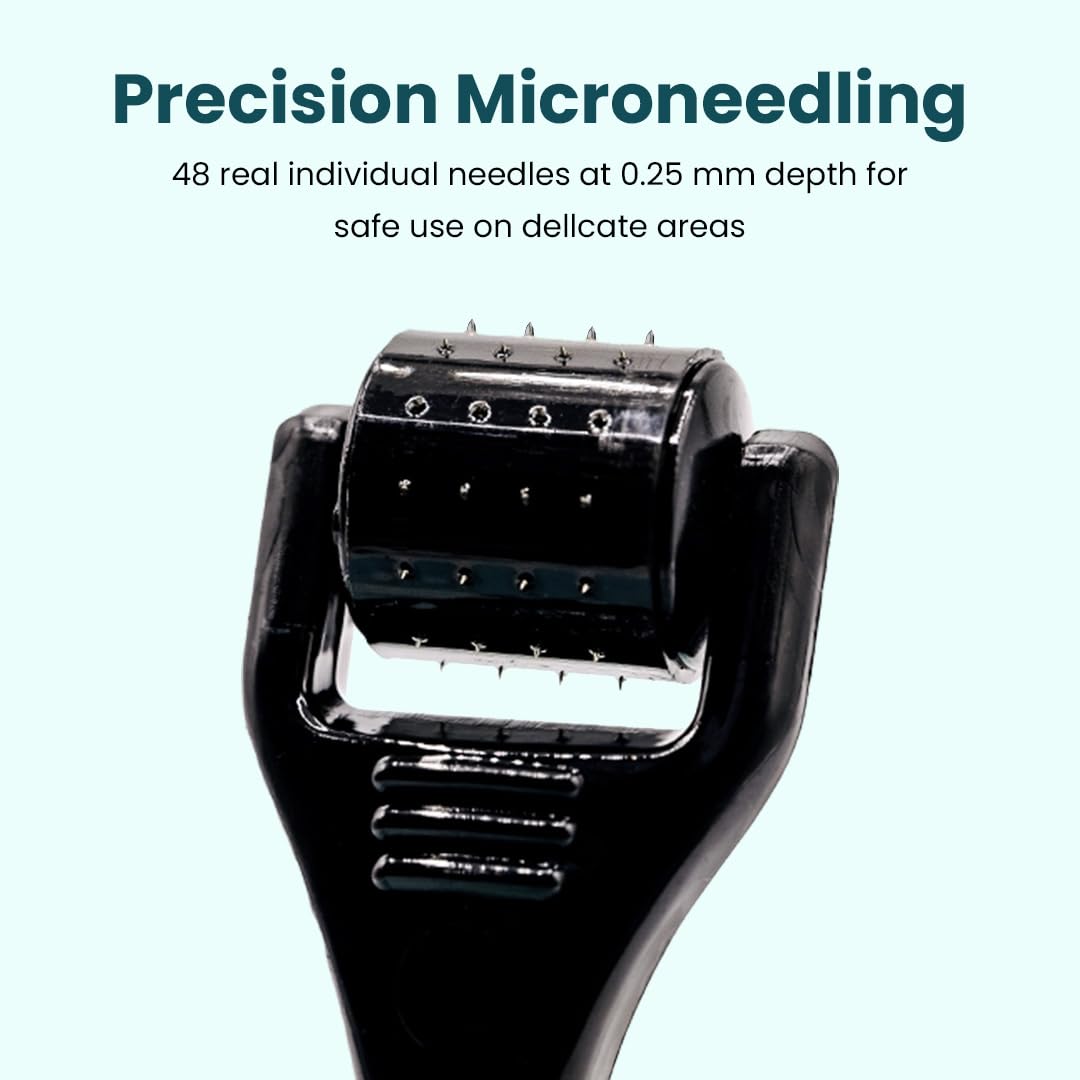 Gin Amber Beauty Mini Derma roller (0.25mm) - 48 Real Individual Needles, Microdermabrasion Device