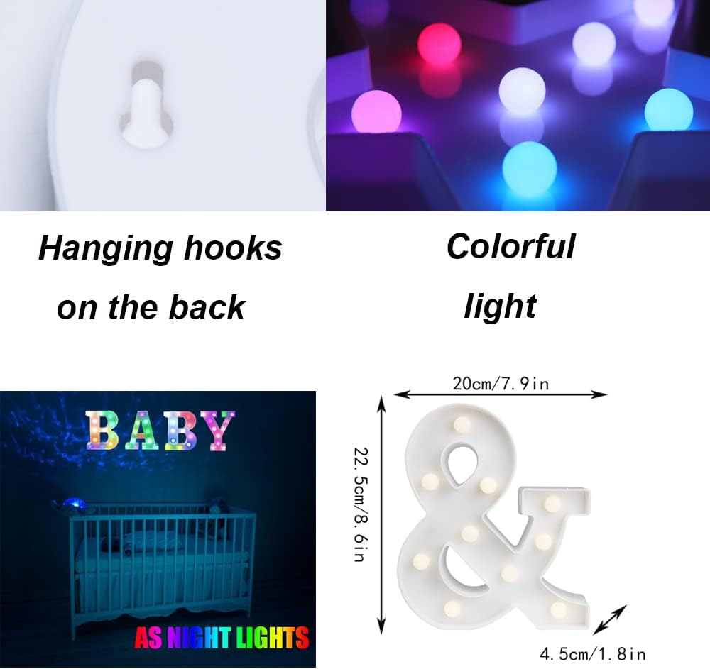 Light Up Colorful LED Marquee Letter lights, 18 Colors Changing Alphabet Letters Sign with Remote