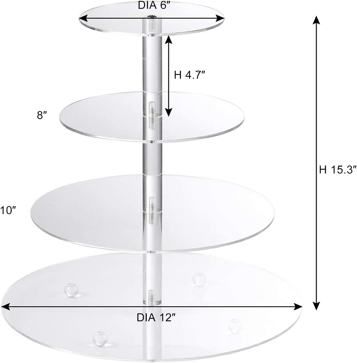 Boxalls Cupcake Stand, 4 Tier Round Acrylic Cupcake Display Stand Holder, Clear Dessert Pastry