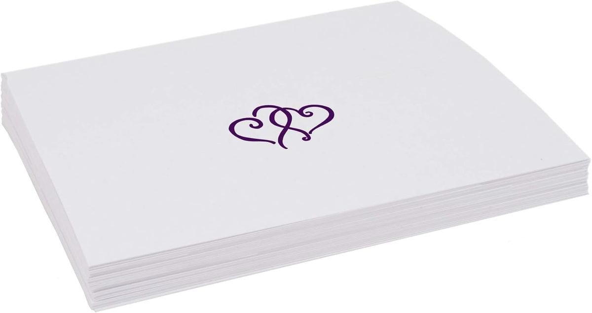 Linked Hearts Place Cards, Eggplant (Choose Color), Set of 25, Pre-cut and Scored - Wedding, Party