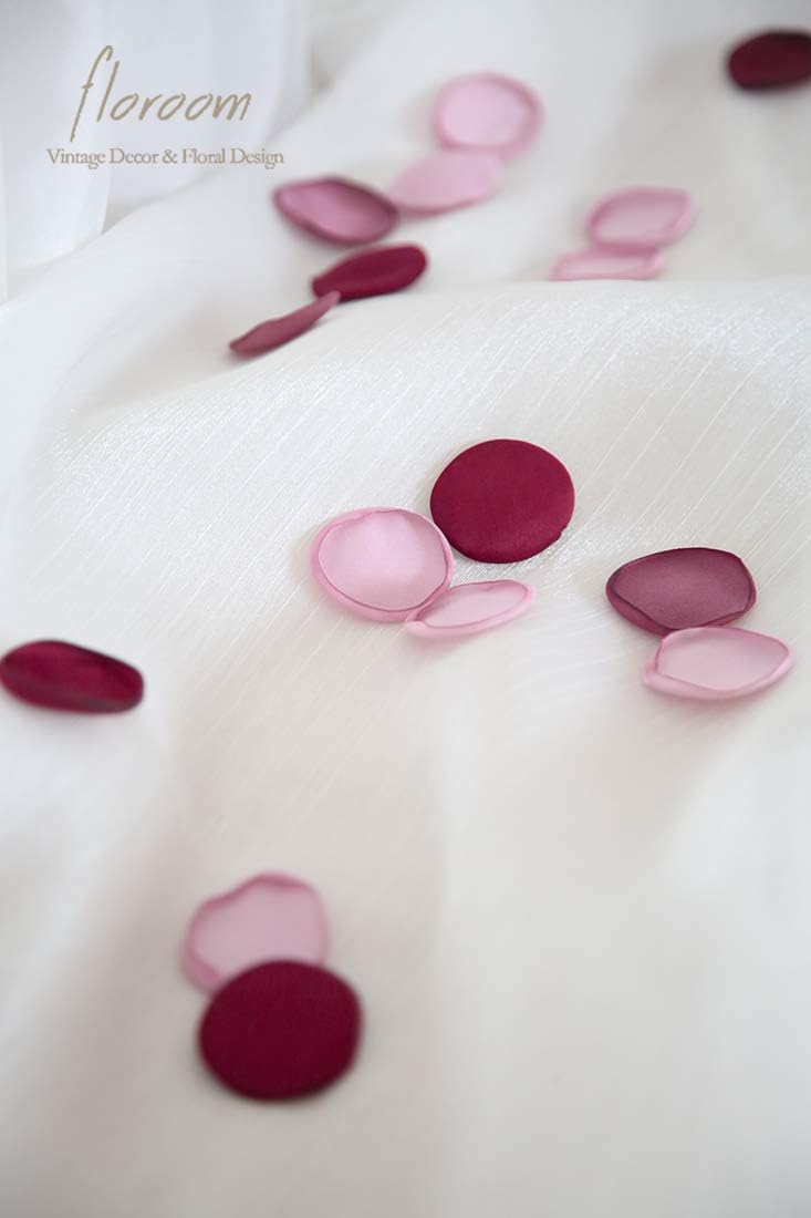 Floroom 300pcs Rose Petals Burgundy Maroon Mauve Faux Silk Flower Petals for Wedding Flower Girl