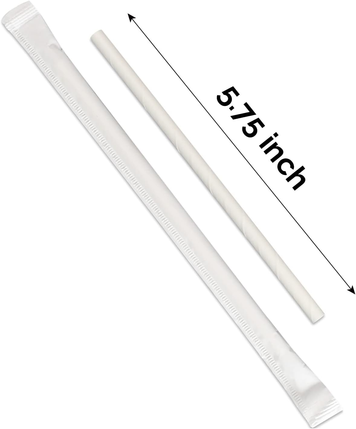 [400 Pack] Compostable Short Paper Straws Individually Wrapped, 5.75" x 0.24", Dye-free White