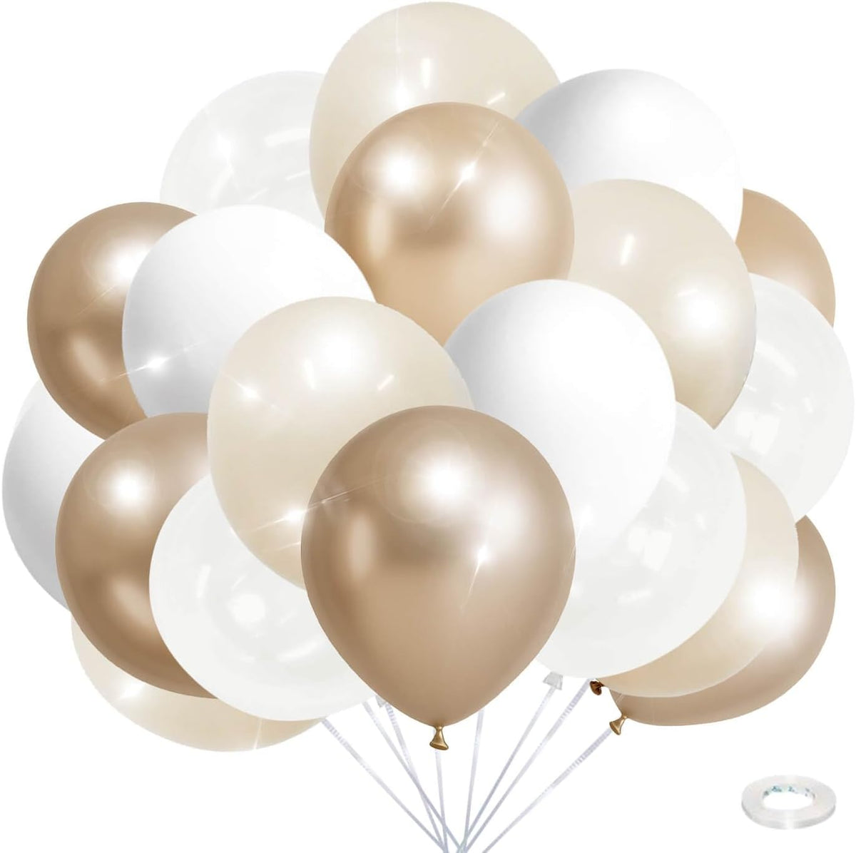 Champagne Gold and Ivory White Balloons Engagement Party Decorations- 34Pcs 12in Metallic Champagne