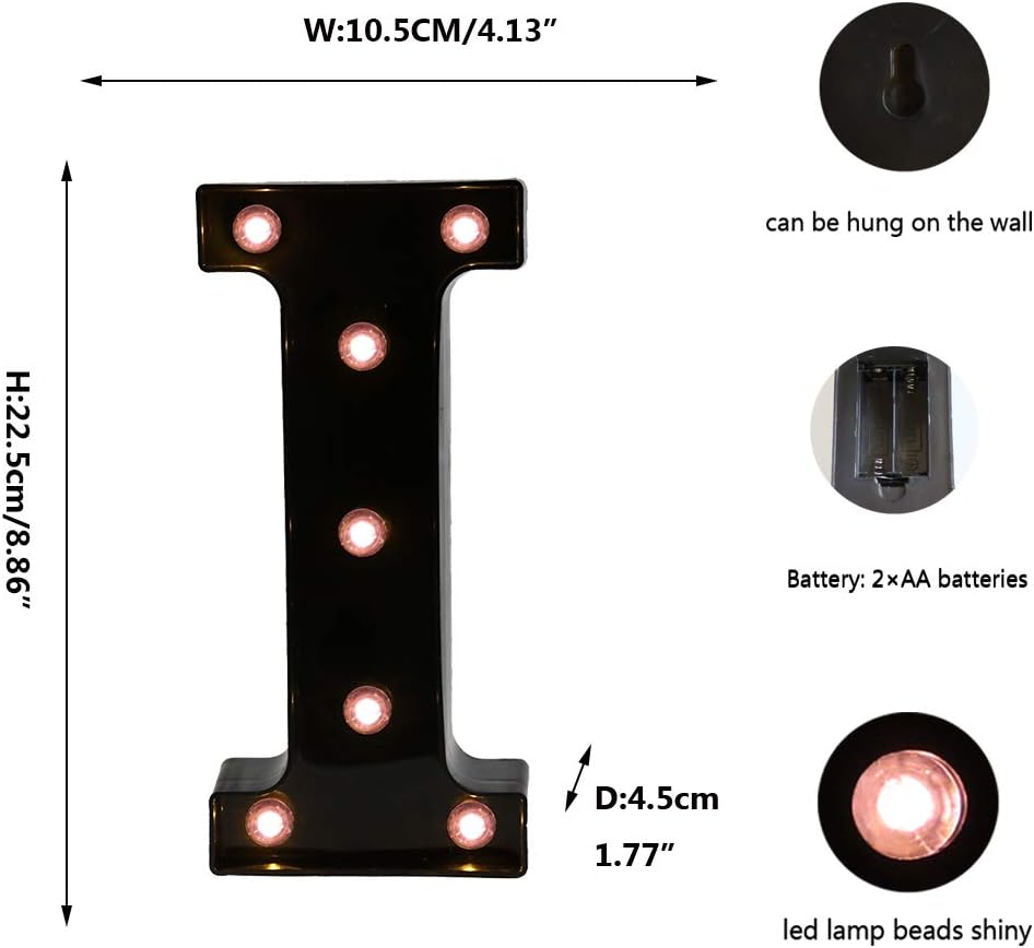 OYCBUZO Light Up Black Alphabet Marquee Letters Sign LED Marquee Number Lights Sign for Night Light