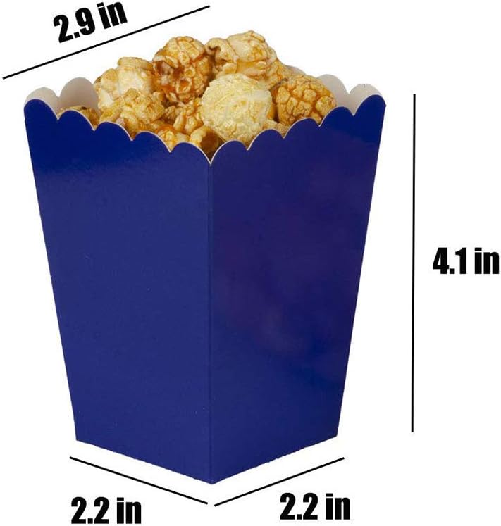 AimtoHome Navy Blue Popcorn Boxes Mini Pack of 12, Paper Popcorn Container for Birthday Party
