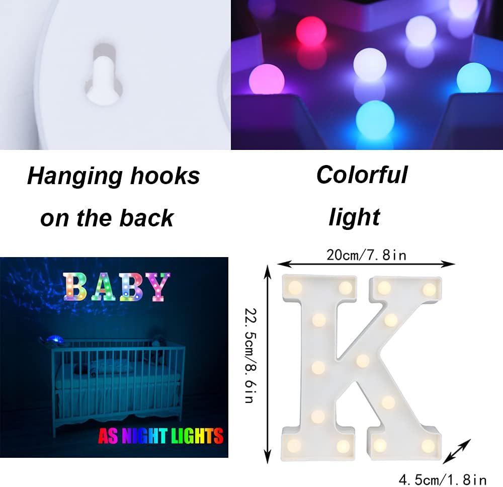 Light Up Colorful LED Marquee Letter lights, 18 Colors Changing Alphabet Letters Sign with Remote