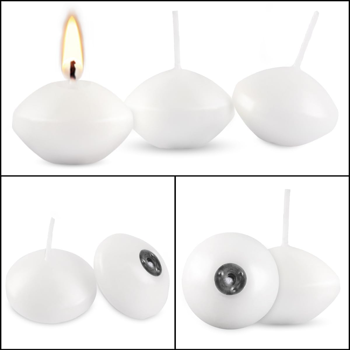 Unscented Floating Candles Set of 72, 2 Inch White Dripless Wax for Centerpieces at Wedding Pool