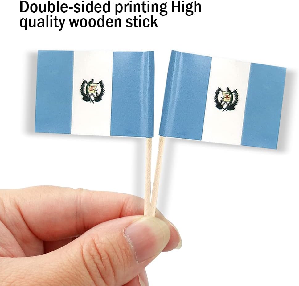 Guatemala Flag Guatemalan Flag, Small Mini Guatemala Toothpick Flags for Food, Cupcakes, Cocktails