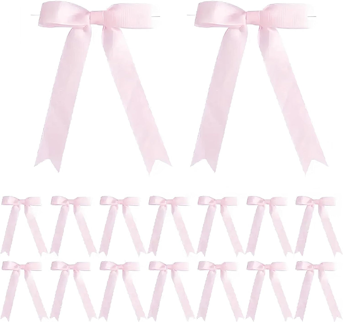 30Pcs Satin Ribbon Pink Bows 5x7 Inch Twist Tie Bow for Gift Wrapping Champagne Bottle Cake Treat