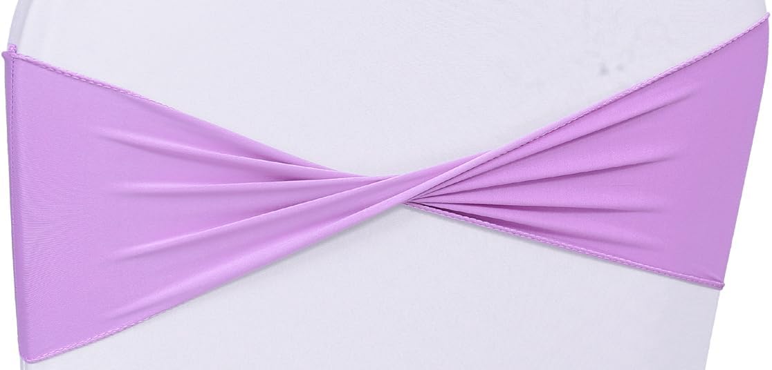 MDS Pack of 10 Spandex Chair Sashes Bows Elastic Stretch Dining Chair Bands Ties Without Slider