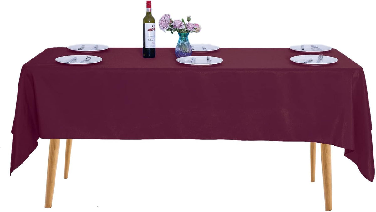 Ascoza 2pack 60x120 Inch Burgundy Rectangular Tablecloth 6 Feet Table Cloth in Polyester Fabric for