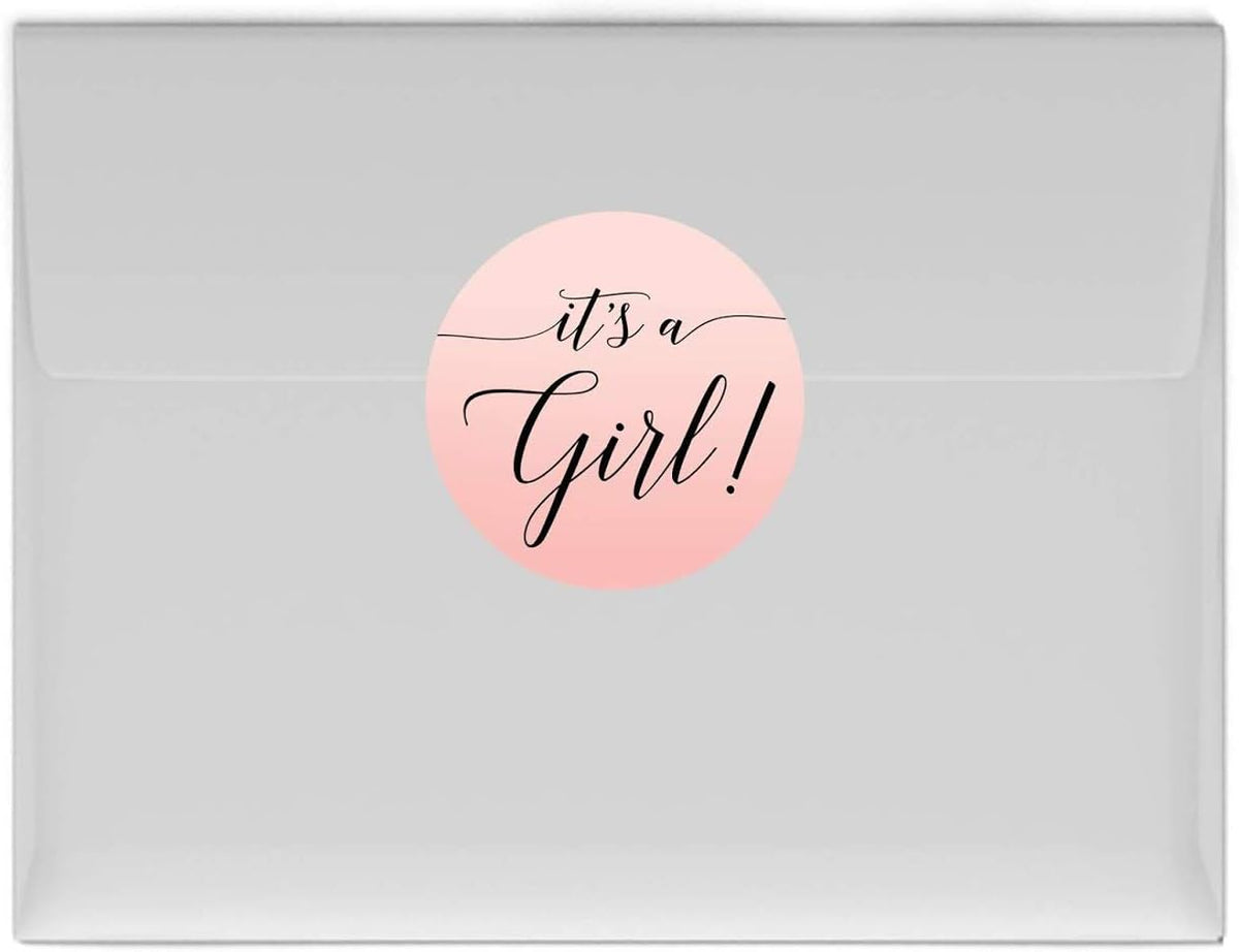 Andaz Press Blush Pink Rose Elegant Party Baby Shower Collection, Round Circle Label Stickers, It's