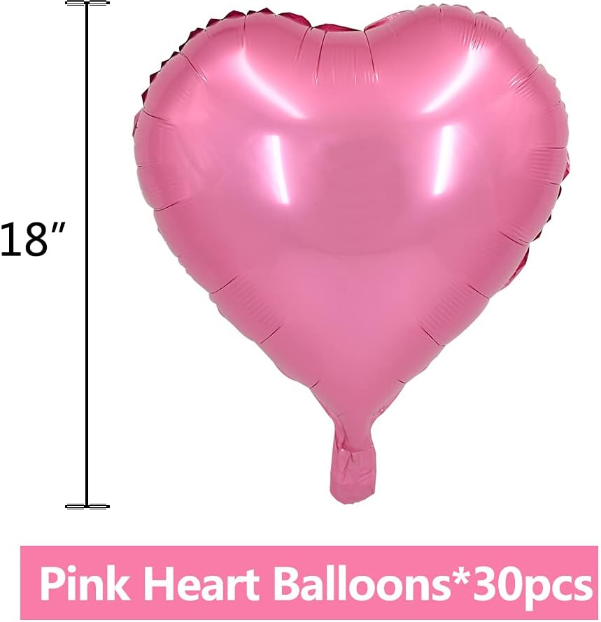 BEISHIDA 30 pcs18inch Pink Heart Shape Foil Mylar Balloons for birthday party decorations, Wedding