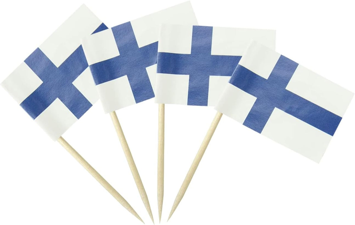 Finland Flag Finnish Flag, Small Mini Finland Toothpick Flags for Food, Cupcakes, Cocktails