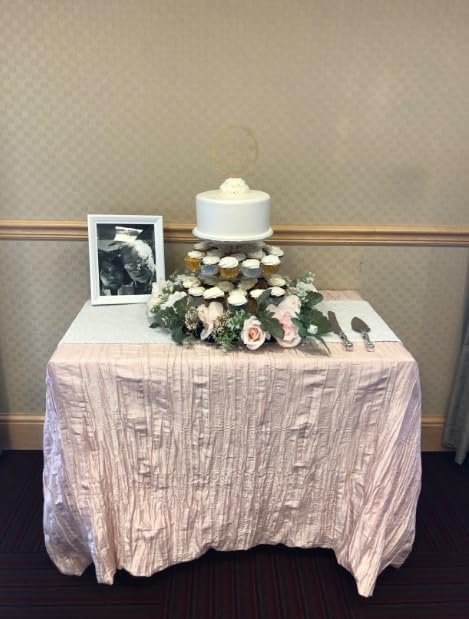 YOUR CHAIR COVERS - 90 x 156 inch Rectangular Crinkle Taffeta Tablecloth - Blush, Rectangle Table