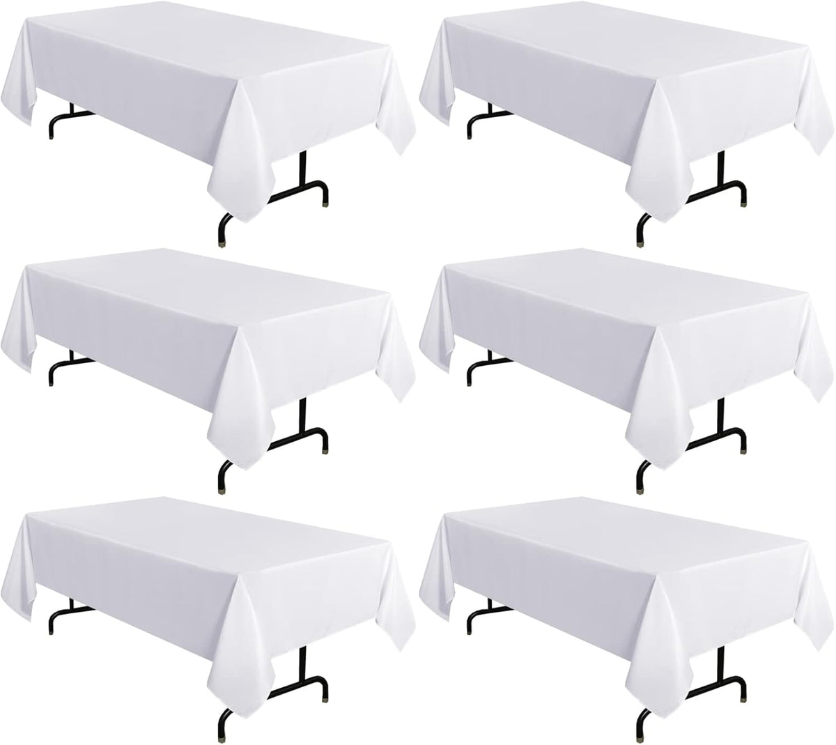 sancua 6 Pack White Tablecloth 60 x 120 Inch, Rectangle Table Cloth for 8 Feet Tables - Stain and