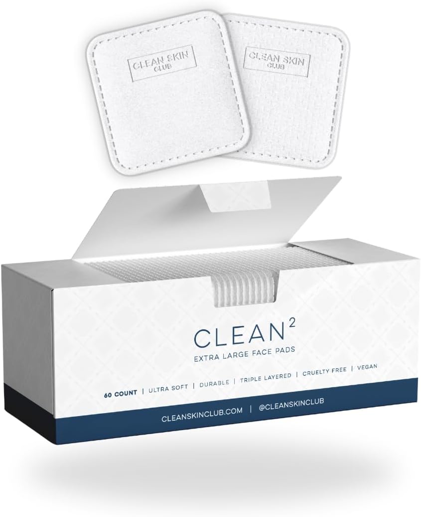 Clean Skin Club Clean² Pads 2.0 [New & Improved Edges] Guaranteed Not to Shed & Tear Face Pads