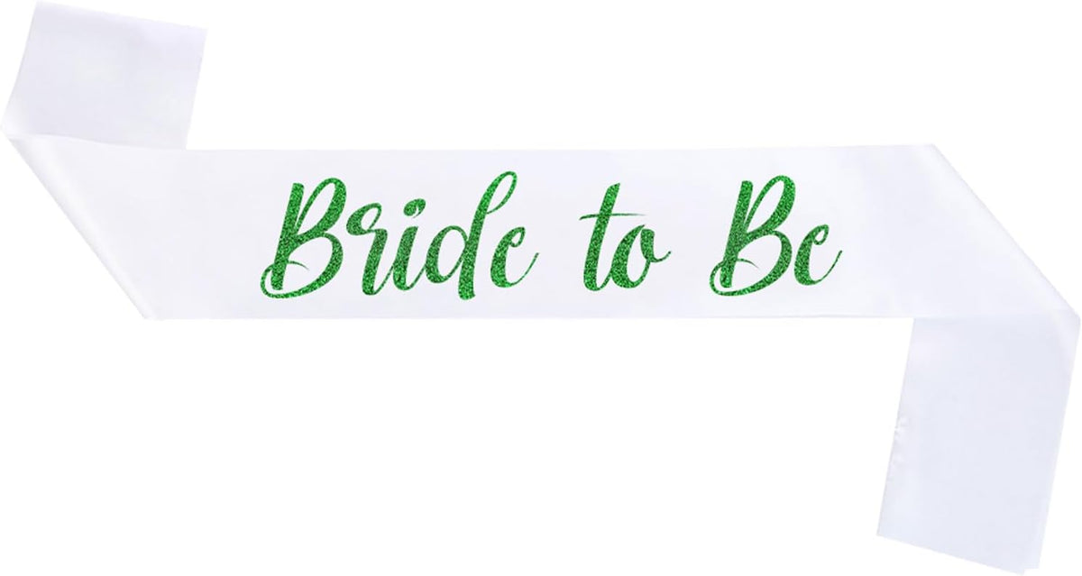 White with Green Letters Bride to Be Sash, Bride Sash Bachelorette Party Bridal Shower Sashes