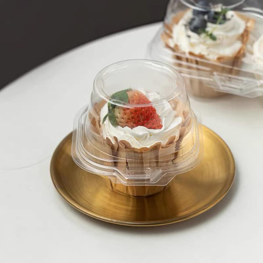 50 Pcs Cupcake Boxes Plastic Individual Cupcake Containers Single Cupcake Carrier with Connected