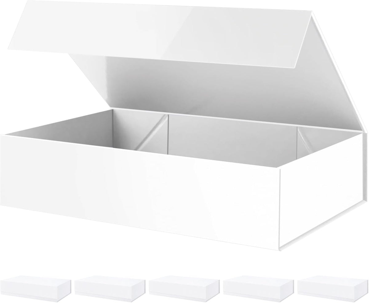 PACKHOME 6 Extra Large Gift Boxes 17.5x11.3x4.3 Inches, Sturdy Shirt Boxes with Magnetic Lids for
