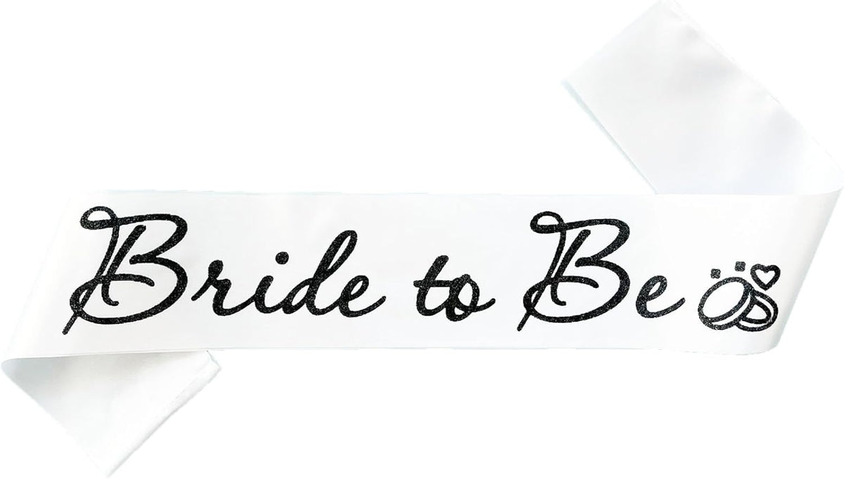 White Bride to Be Sash for Bridal Shower Bachelorette Party Wedding Hen Party Decorations