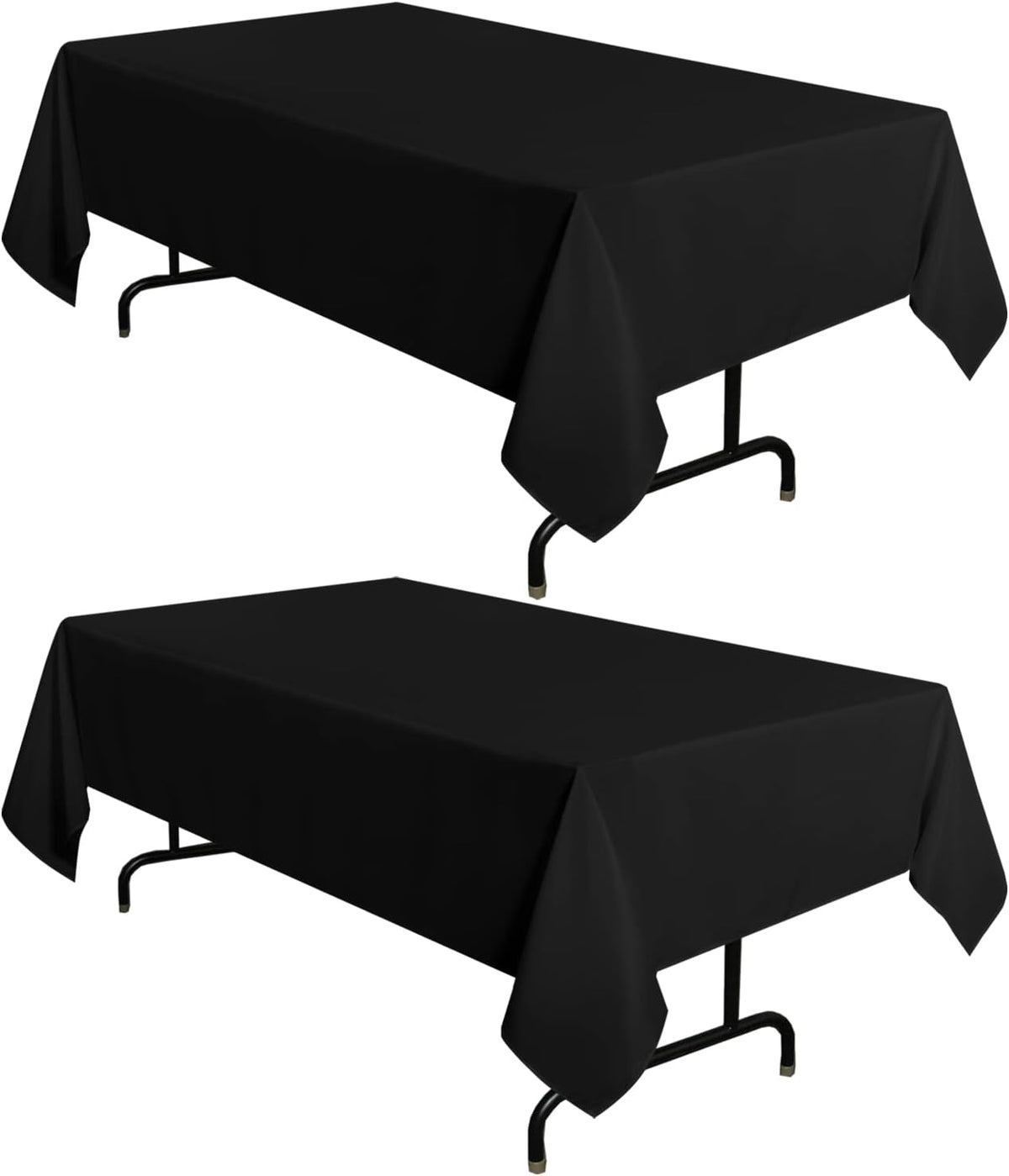 sancua 2 Pack Black Tablecloth 60 x 120 Inch, Rectangle 8 Feet Table Cloth - Stain and Wrinkle