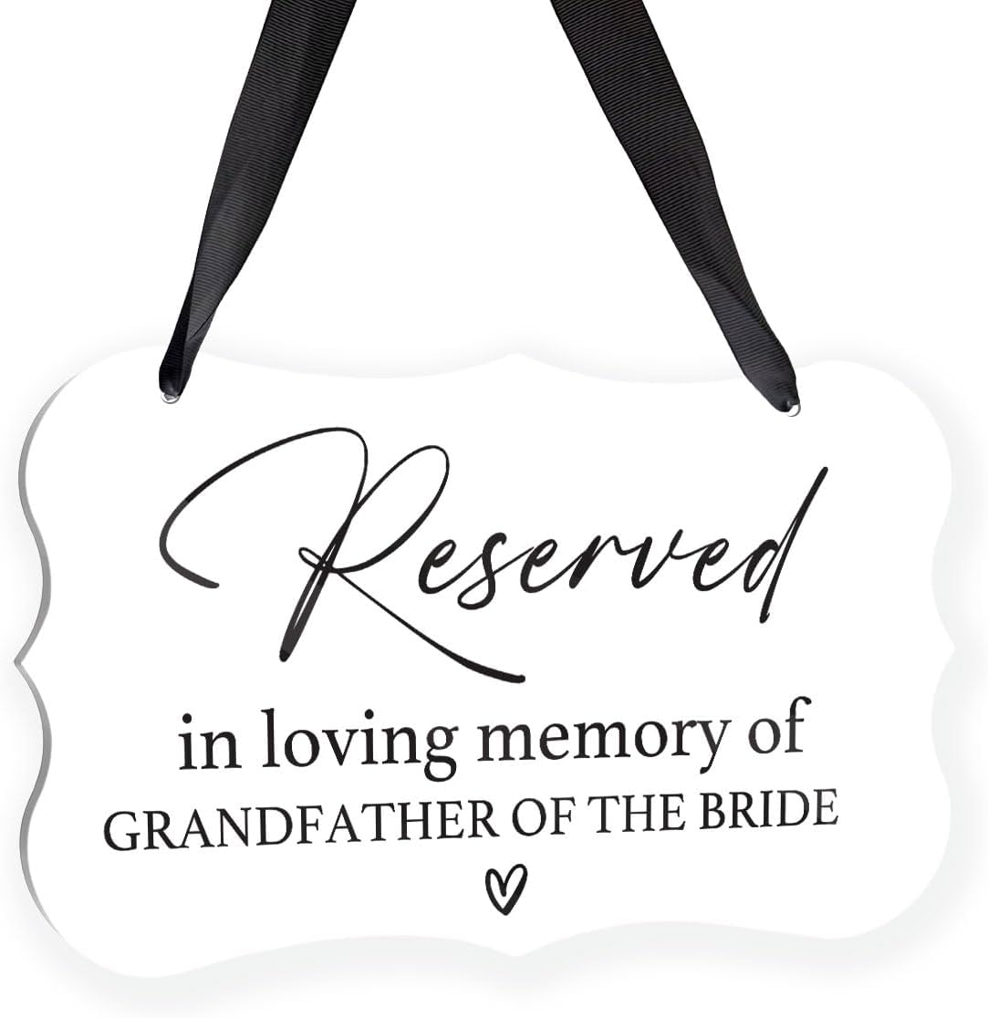 Acrylic Wedding Sign, Ring Bearer Sign, Reserved Seating Signs, for Grandfather of The Bride