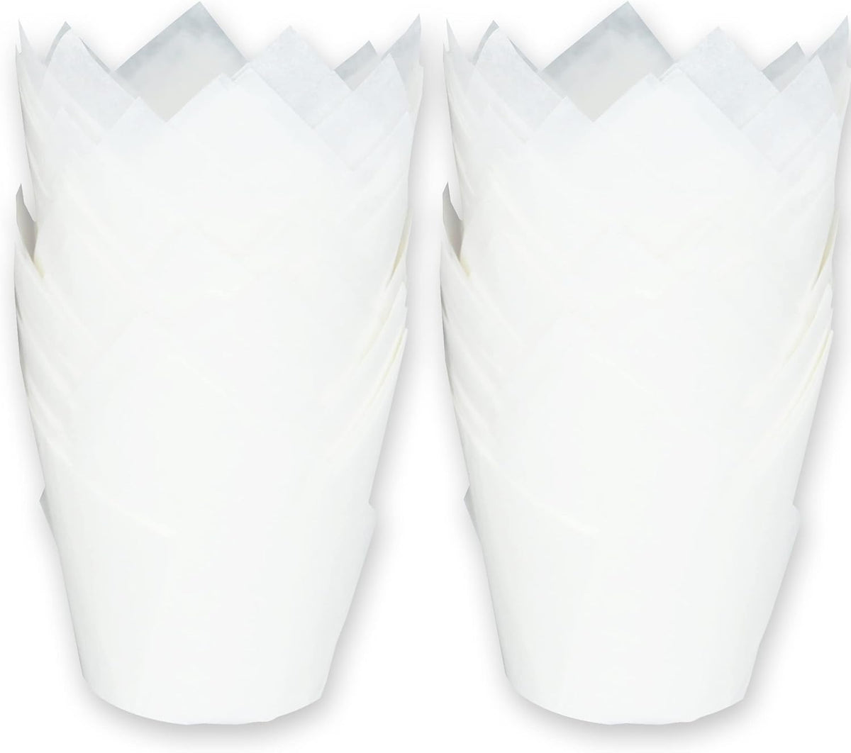Large size White Tulip Baking Cups 2-1/4"(Base diameter) x 4"(Wall height) Greaseproof paper baking