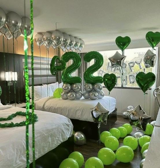 40 Inch Big Green Number 2 Balloon Birthday Decoration, Number 2 Helium Balloon 12 20 22 23 24 26