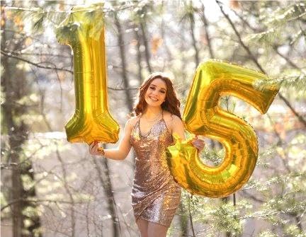 Large Gold 40 Inch Birthday Number 5 Balloon, Five 5th 15 25 35 50 55 Birthday Anniversary