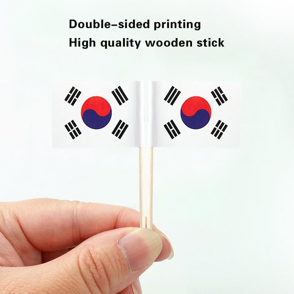 South Korea Flag Korean Flag, Small Mini South Korean Toothpick Flags for Food, Cupcakes