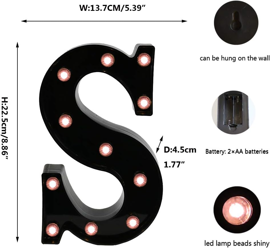 Light Up Black Alphabet Marquee Letters Sign LED Marquee Number Lights Sign for Night Light Home