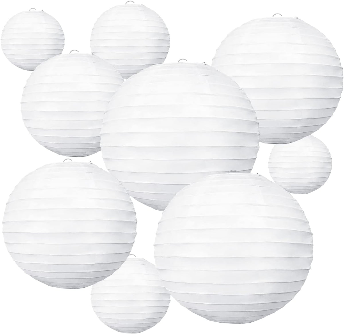 BEISHIDA 10Pcs White Paper Lanterns Decorative Chinese/Japanese Hanging Round Paper Lanterns Lamp