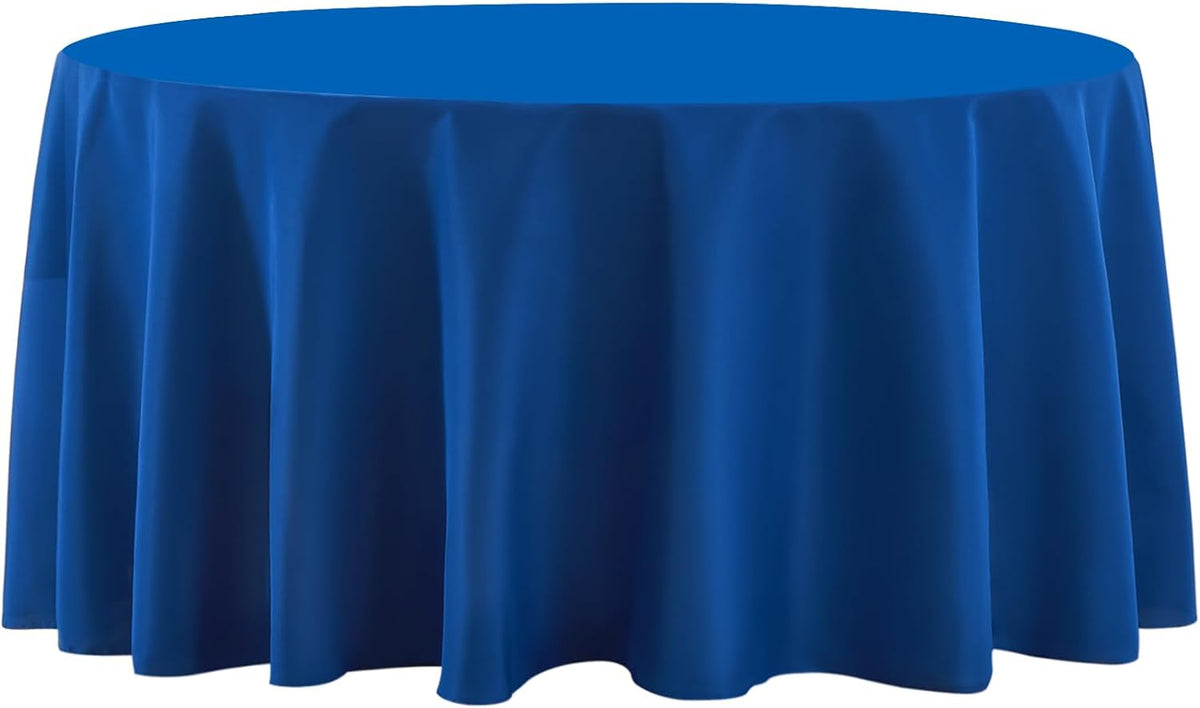 Round Tablecloth 2 Pack 90 Inch Royal Blue Tablecloths Washable Decorative Linen Polyester Table