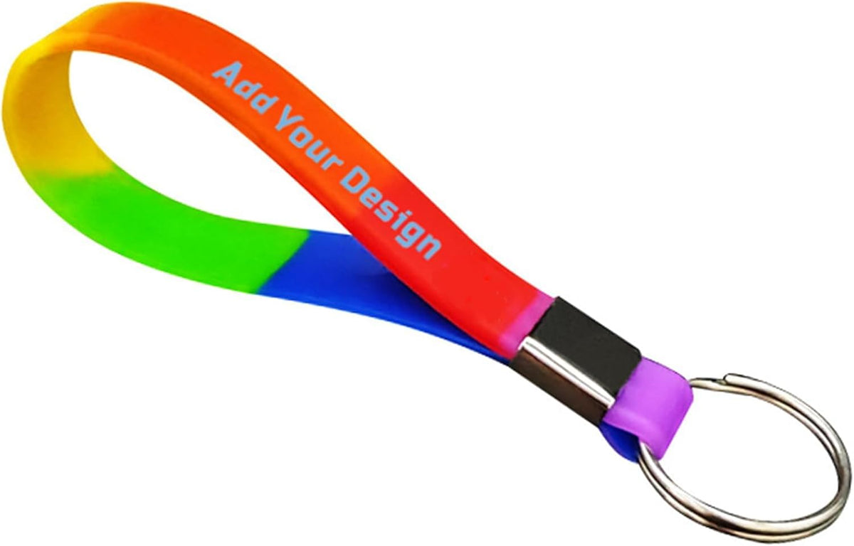 50 Personalized Silicone Keychains for Backpack Key Cellphone, Custom Silicone Keyrings
