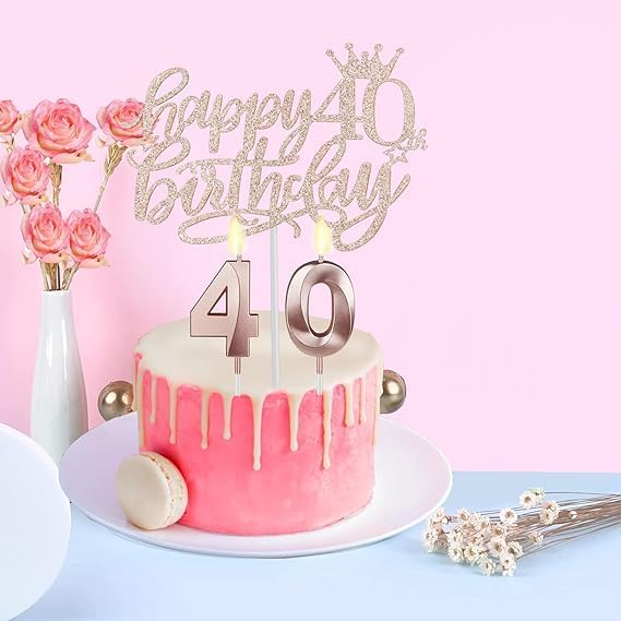 40th Birthday Decorations for Women, Including Crown/Tiara, Sash, Cake Topper and Candles, 40th