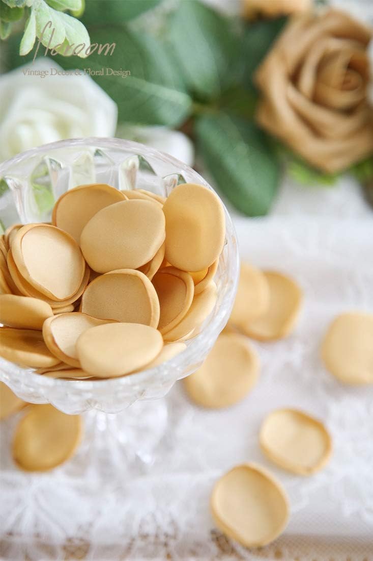 Floroom 300pcs Rose Petals Gold Faux Silk Flower Petals for Wedding Flower Girl Basket Aisle