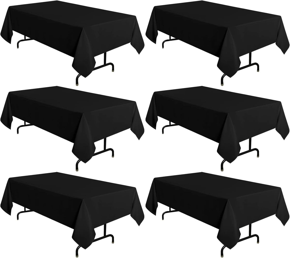 sancua 6 Pack Black Tablecloth 60 x 120 Inch, Rectangle Table Cloth for 8 Feet Tables - Stain and