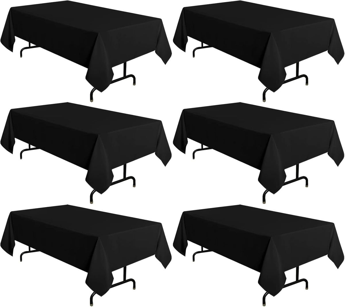 sancua 6 Pack Black Tablecloth 60 x 102 Inch, Rectangle Table Cloth for 6 Feet Tables - Stain and